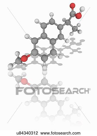 Stock Image - Naproxen drug molecule. Fotosearch
