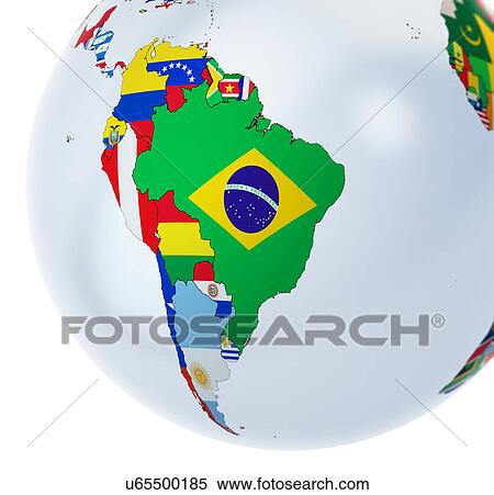 Stock Photography - National flags on globe. Fotosearch