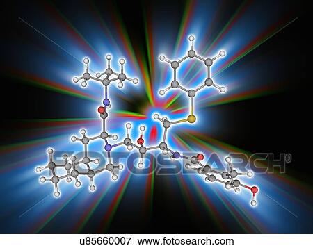 Nelfinavir drug molecule View Large Photo Image Stock Photo - Nelfinavir drug molecule. Fotosearch