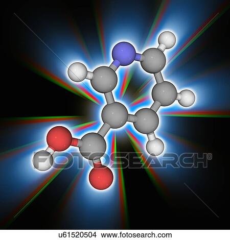 Picture - Niacin (vitamin B3) organic compound molecule. Fotosearch
