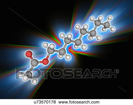 Stock Photo - Octyl acetate organic compound molecule. Fotosearch