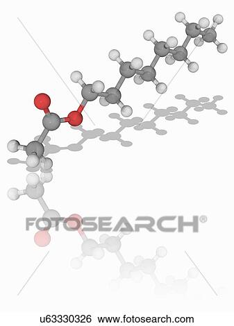 Stock Photograph - Octyl acetate organic compound molecule. Fotosearch
