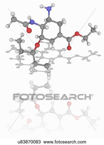 Stock Image - Oseltamivir drug molecule. Fotosearch