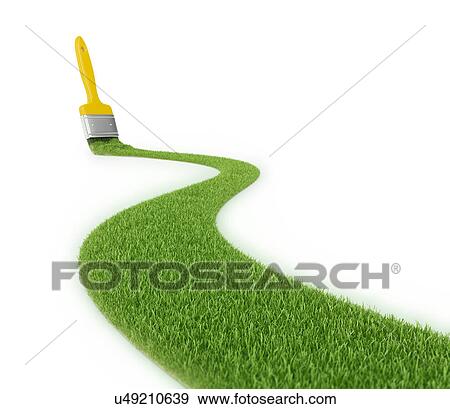 Stock Photo - Paintbrush and green grass. Fotosearch
