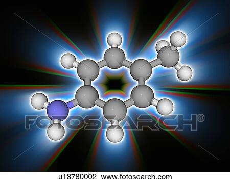 Stock Image - Para-toluidine organic compound molecule. Fotosearch