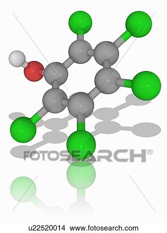 Picture - Pentachlorophenol organic compound molecule. Fotosearch