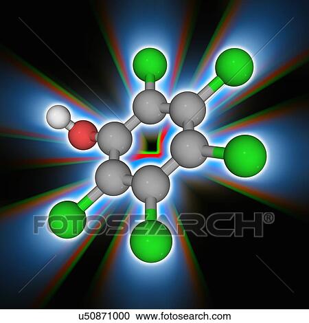 Stock Image - Pentachlorophenol organic compound molecule. Fotosearch