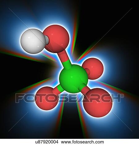 Picture - Perchloric acid inorganic compound molecule. Fotosearch