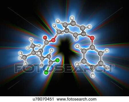 Stock Image - Permethrin insecticide molecule. Fotosearch