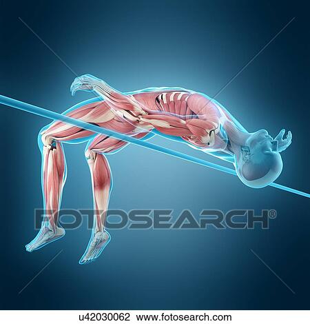 Stock Image - Person high jumping, illustration. Fotosearch