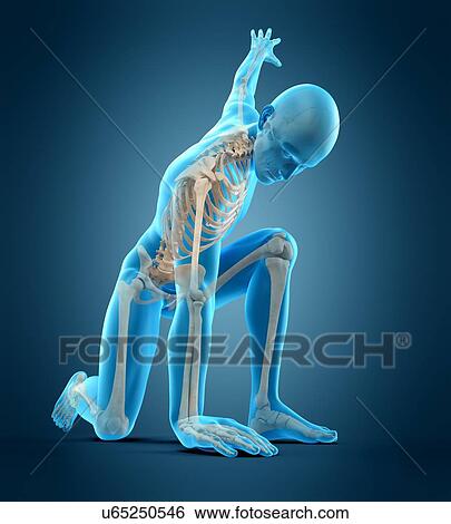 Stock Photograph - Person kneeling with arm raised, illustration. Fotosearch
