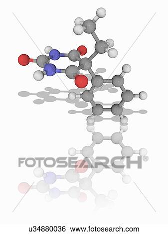 Stock Photograph - Phenobarbital drug molecule. Fotosearch