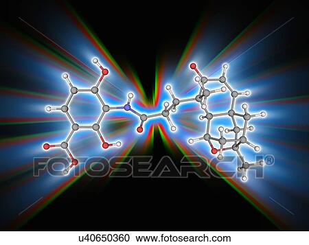 Stock Image - Platensimycin drug molecule. Fotosearch