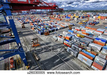 Port with cargo containers View Large Photo Image Stock Photography - Port with cargo containers. Fotosearch