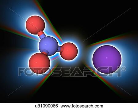 Stock Photograph - Potassium nitrate chemical compound molecule. Fotosearch