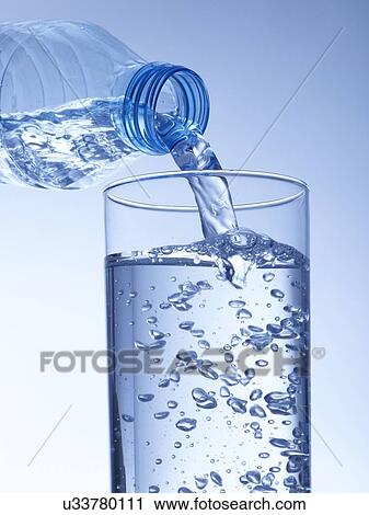 Stock Image - Pouring water from bottle. Fotosearch