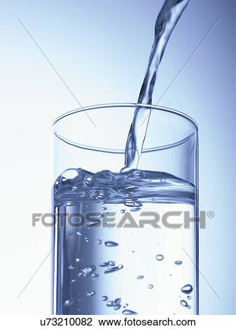 Stock Image - Pouring water in glass. Fotosearch