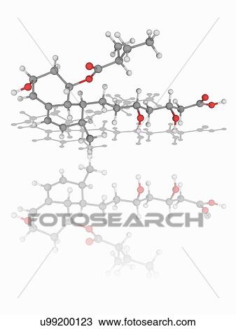 Stock Image - Pravastatin drug molecule. Fotosearch