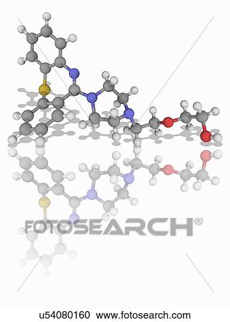 Stock Image - Quetiapine drug molecule. Fotosearch