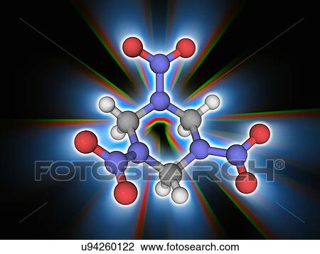 Stock Image - RDX (cyclonite) explosive molecule. Fotosearch