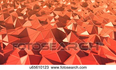 Stock Image - Red geometric three dimensional shapes. Fotosearch
