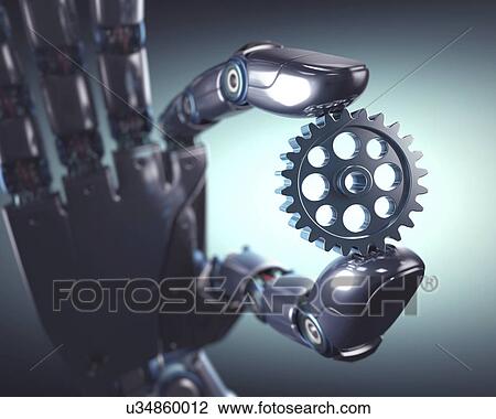 Robotic hand holding cog View Large Photo Image Stock Image - Robotic hand holding cog. Fotosearch