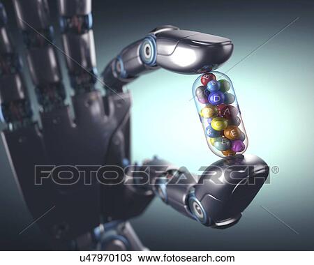 Robotic hand holding multivitamin View Large Photo Image Stock Image - Robotic hand holding multivitamin. Fotosearch