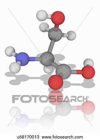 Stock Image - Serine organic compound molecule. Fotosearch