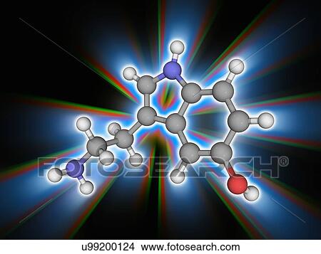 Picture - Serotinin organic compound molecule. Fotosearch