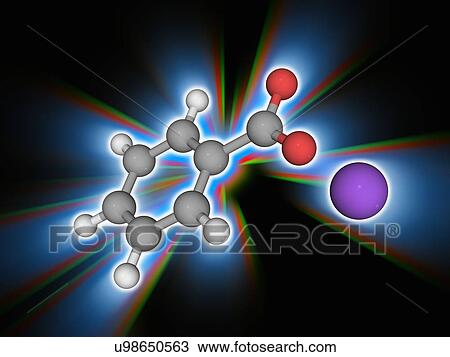 Stock Image - Sodium benzoate organic compound molecule. Fotosearch