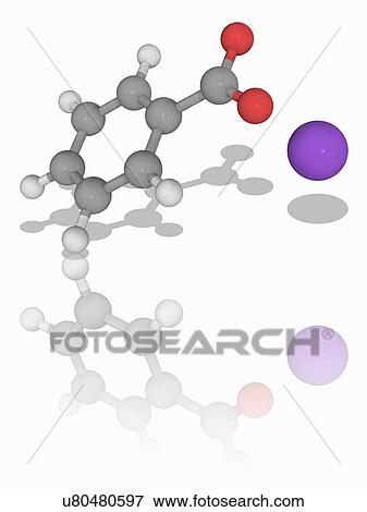 Stock Photo - Sodium benzoate organic compound molecule. Fotosearch