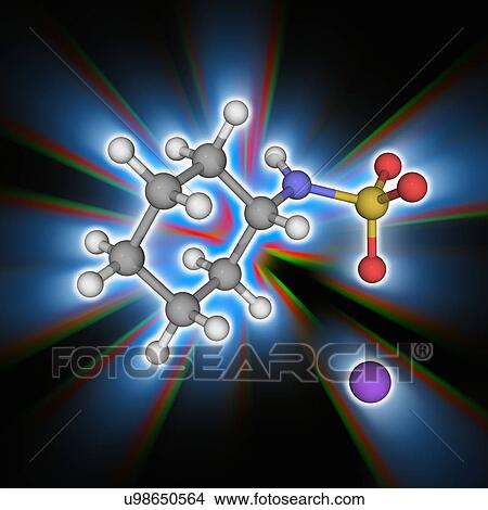 Picture - Sodium cyclamate organic compound molecule. Fotosearch