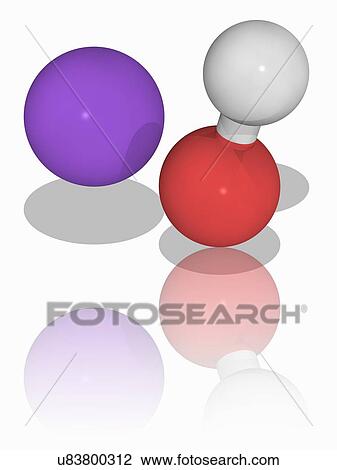 Stock Image - Sodium hydroxide chemical compound molecule. Fotosearch
