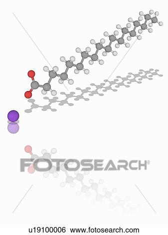Stock Photograph - Sodium stearate organic compound molecule. Fotosearch