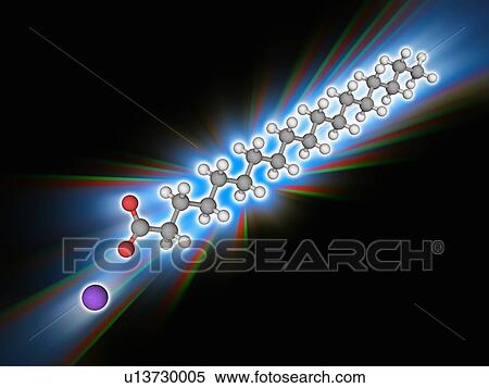 Stock Photography - Sodium stearate organic compound molecule. Fotosearch