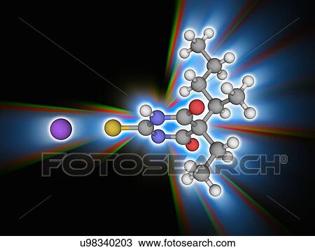 Stock Image - Sodium thiopental drug molecule. Fotosearch