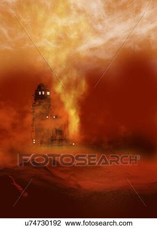 Stock Image - Space station on planet surface, illustration. Fotosearch