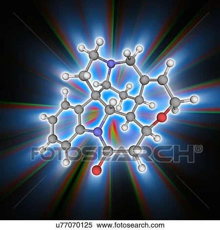 Stock Photography - Strychnine organic compound molecule. Fotosearch