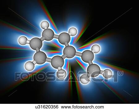 Stock Photograph - Styrene organic compound molecule. Fotosearch