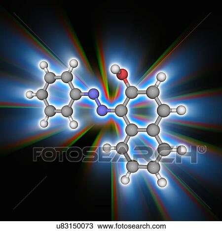 Stock Image - Sudan I (solvent orange R) molecule. Fotosearch