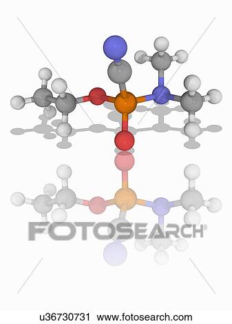 Stock Image - Tabun chemical compound molecule. Fotosearch
