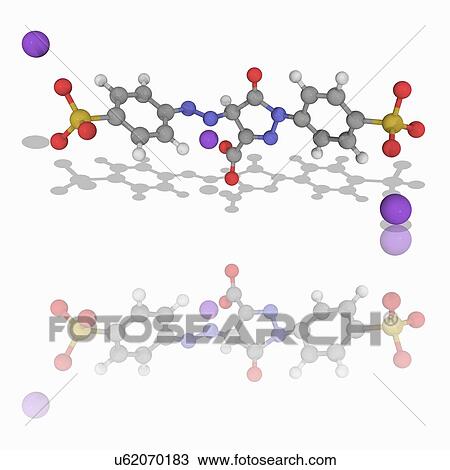 Stock Image - Tartrazine organic compound molecule. Fotosearch