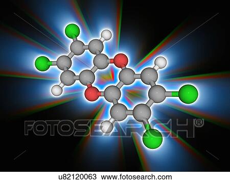 Stock Image - TCDD dioxin molecule. Fotosearch