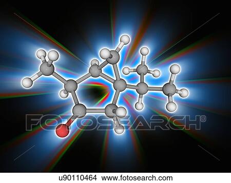 Picture - Thujone organic compound molecule. Fotosearch