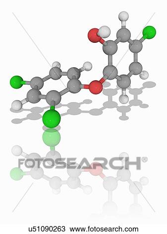 Stock Image - Triclosan organic compound molecule. Fotosearch