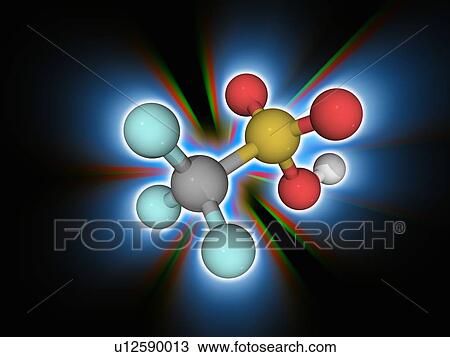 Stock Image - Trifluoromethanesulfonic acid molecule. Fotosearch