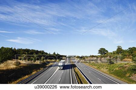 Stock Photograph - Truck on motorway. Fotosearch