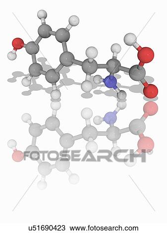 Stock Image - Tyrosine organic compound molecule. Fotosearch