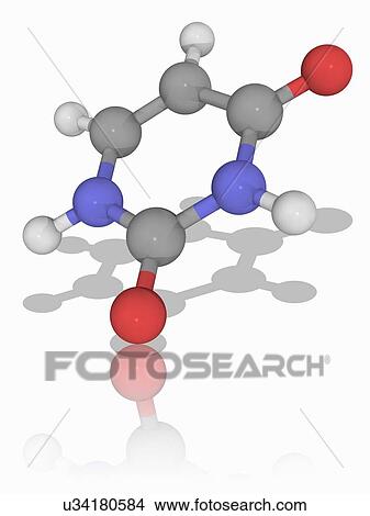 Picture - Uracil organic compound molecule. Fotosearch