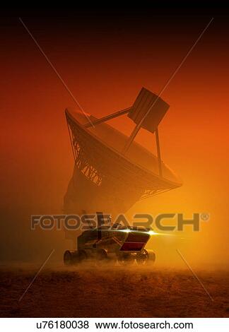 Vehicle and satellite on planet, illustration View Large Photo Image Stock Photo - Vehicle and satellite on planet, illustration. Fotosearch